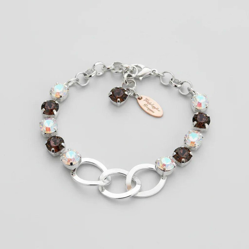 Multi Colored Faceted Crystal Chain Link Bracelet - - LadybugfeetDesigns -