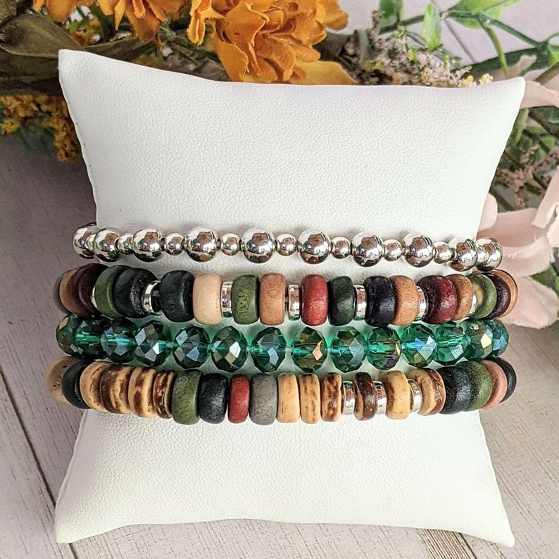 Multi Colored Stretch Bracelet Stack - - LadybugfeetDesigns -