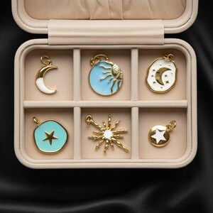 Celestial Enamel Mini Charm Box - 6 pc., Gold - - LadybugfeetDesigns -