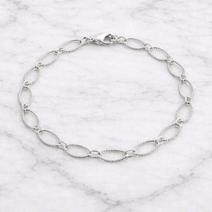925 Sterling Silver Textured Charm Bracelet Base - D.i.y. - Build Your Charm Bracelet! - - LadybugfeetDesigns -