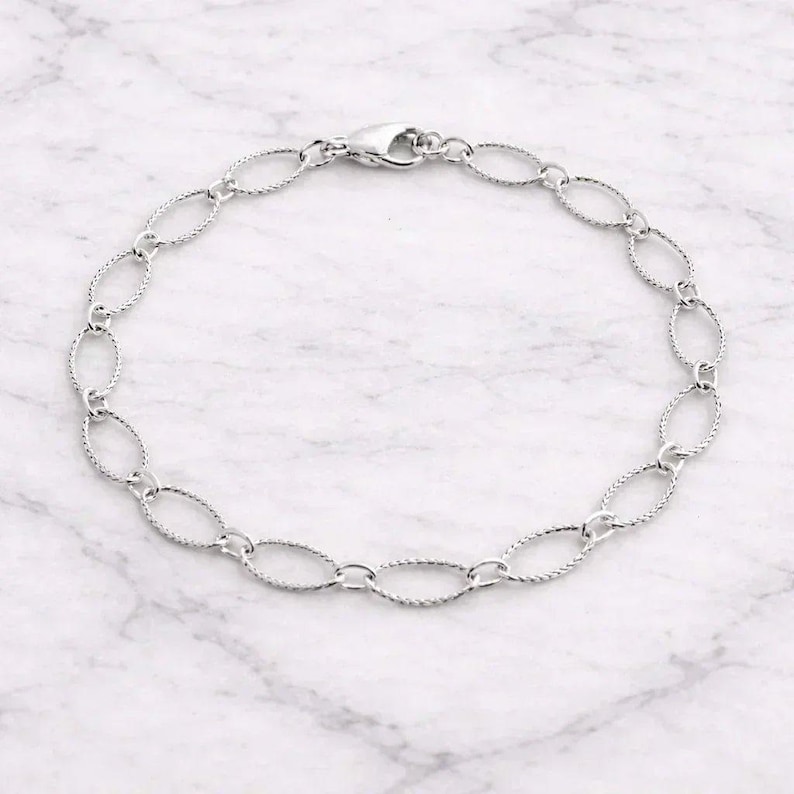 925 Sterling Silver Textured Charm Bracelet Base - D.i.y. - Build Your Charm Bracelet! - - LadybugfeetDesigns -
