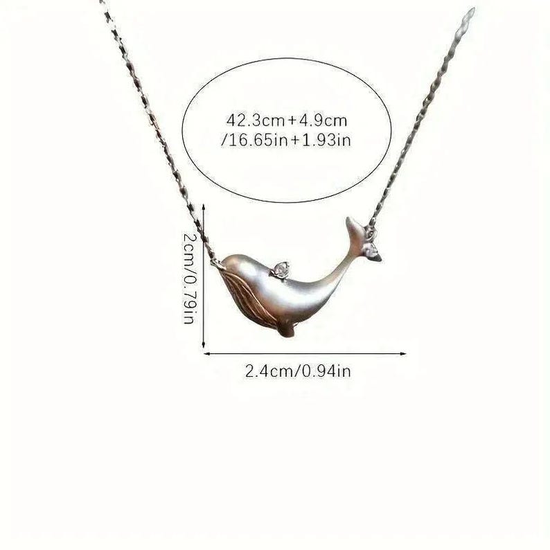 Whale Pendant charm necklace, Silver - 16 inch - - LadybugfeetDesigns -