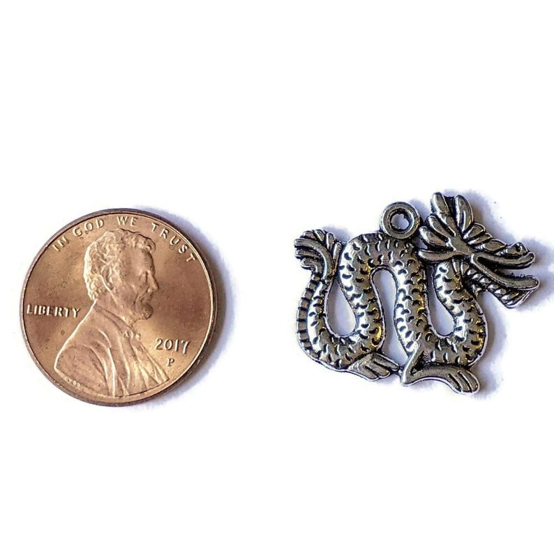 Silver Chinese Dragon Charm - - LadybugfeetDesigns -