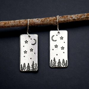 Starry Night in the Pines Dangle Earrings - - LadybugfeetDesigns -