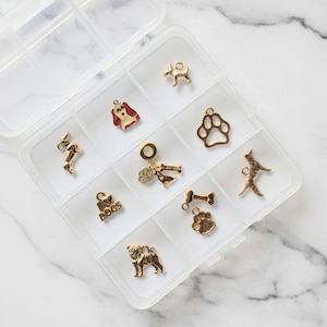 I love Dogs Charm Box - 10 pc., Gold - - LadybugfeetDesigns -
