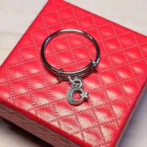 Moon Star Expandable Charm Ring - - LadybugfeetDesigns -