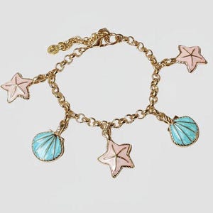 Pastel Seashell Charm Bracelet - - LadybugfeetDesigns -