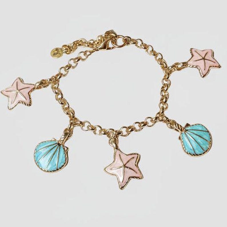 Pastel Seashell Charm Bracelet - - LadybugfeetDesigns -