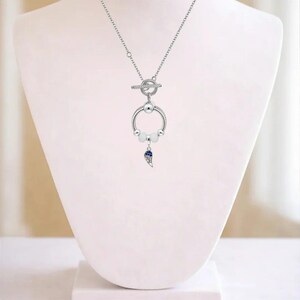 Angel Wing Sterling Silver Toggle Charm Necklace, 20 inches - - LadybugfeetDesigns -