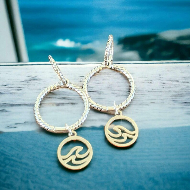 Sterling Double Hoop Sterling Wave Earrings, 3 in 1 Hoops - - LadybugfeetDesigns -