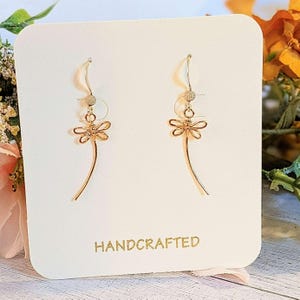 Flight of the Dragonfly dangle earrings - Gold / Sterling Silver - - LadybugfeetDesigns -