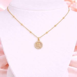 CZ Zodiac Symbol Necklace, Gold - 18 inch - - LadybugfeetDesigns -