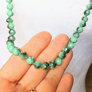 Turquoise AB Crystal Knotted Necklace -36 inch - - LadybugfeetDesigns -