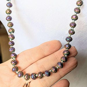 Pretty Peacock Crystal Knotted Necklace -36 inch - - LadybugfeetDesigns -
