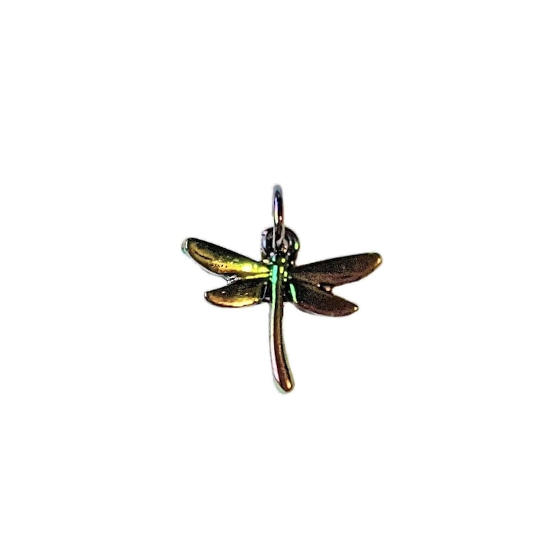Black Electroplated Dragonfly Charm - - LadybugfeetDesigns -