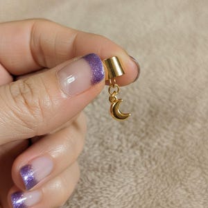 Puffy Crescent Moon Ear Cuff, Gold - - LadybugfeetDesigns -