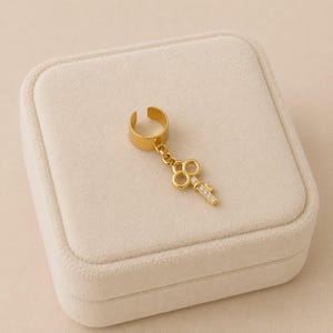 CZ Key Ear Cuff, Gold - - LadybugfeetDesigns -