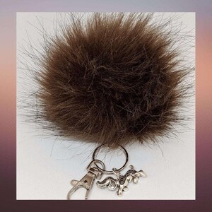 Dachshund Keychain/Faux Fur Pom Pom Charm Key Chain-Purse Charm/Journal Charm - - LadybugfeetDesigns -