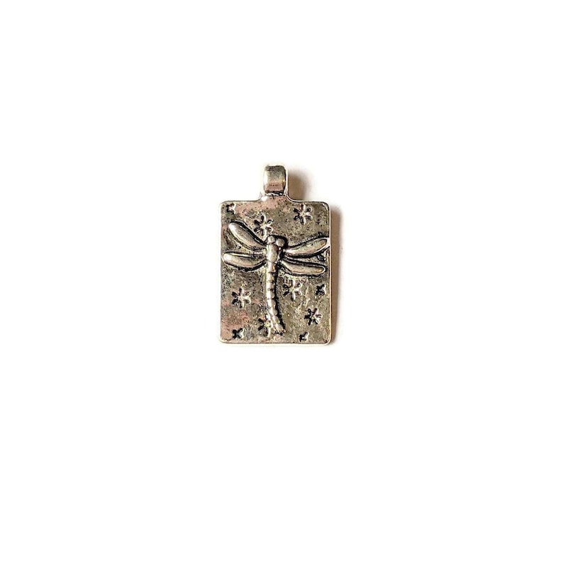 Silver Dragonfly-Fly Tag Charm - - LadybugfeetDesigns -