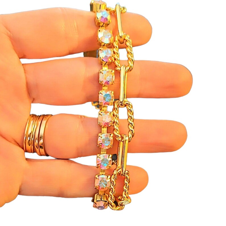 Crystal & Gold Snap Ring Necklace, Gold - 24 inch - - LadybugfeetDesigns -