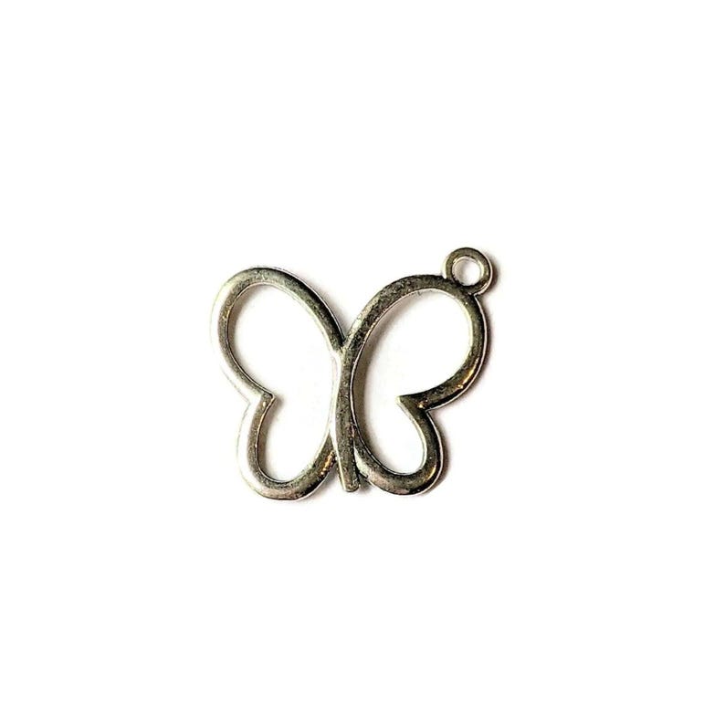 Silver Butterfly Charm - - LadybugfeetDesigns -