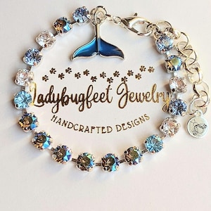 Whale/Dolphin Tail Faceted Crystal Bracelet - - LadybugfeetDesigns -