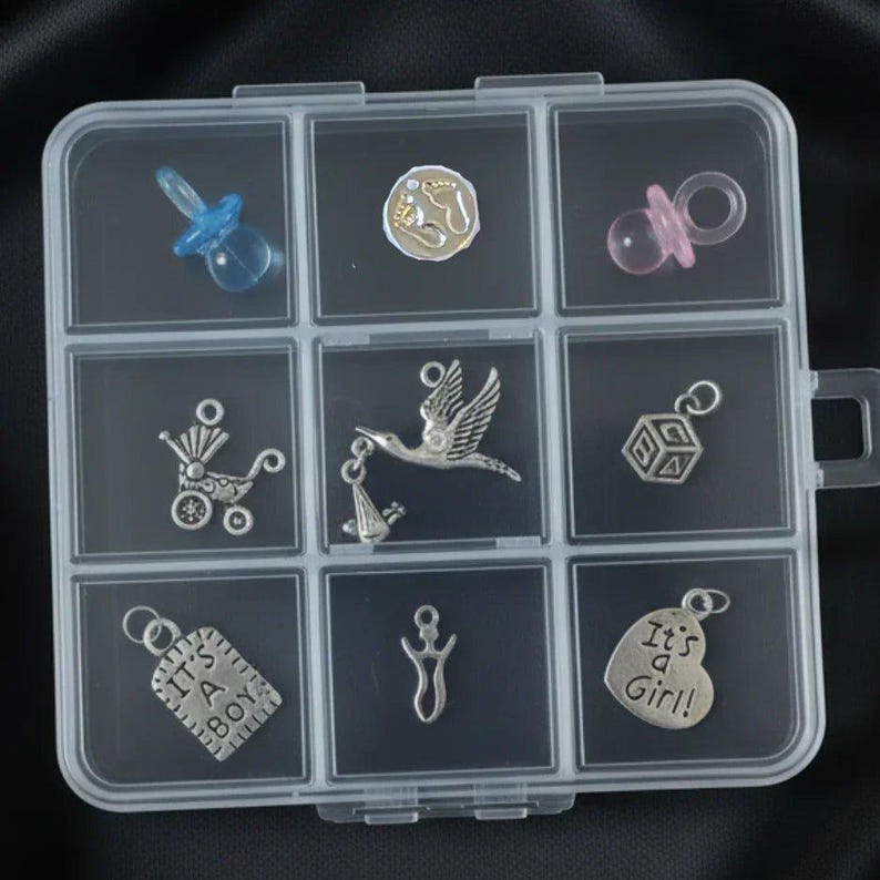 New Baby Charm Box - 9 pc., Silver - - LadybugfeetDesigns -