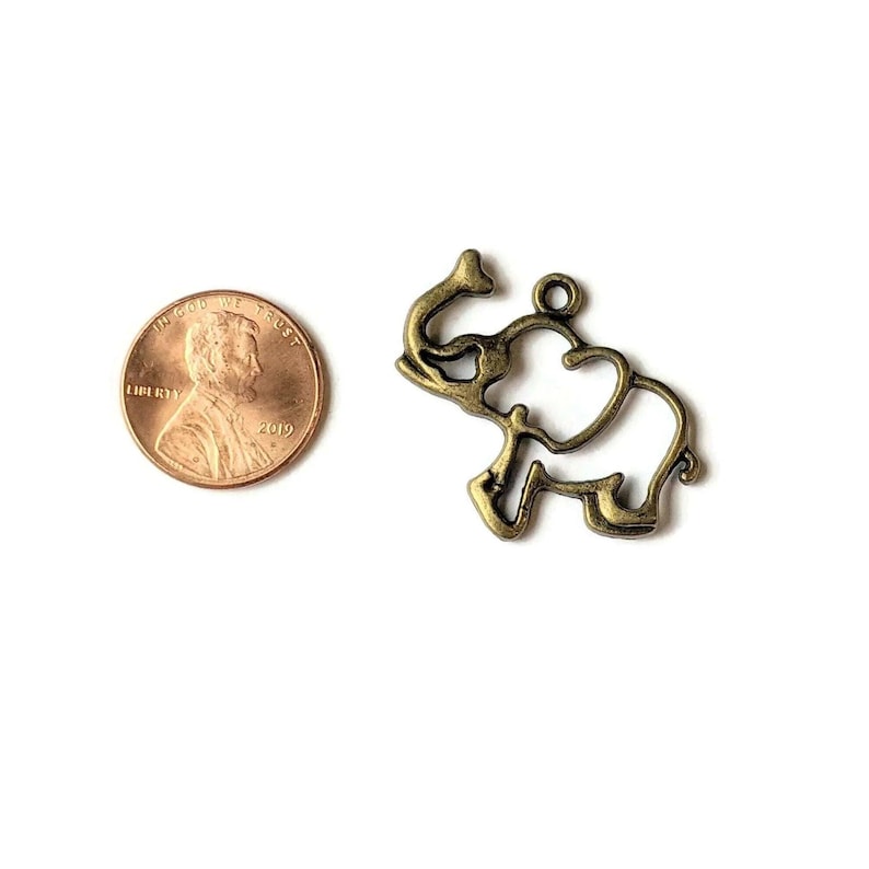 Large Antique Bronze Elephant Cut-Out Charm Pendant - - LadybugfeetDesigns -
