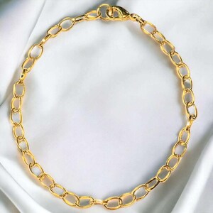Shiny Gold-Tone Oval Link Charm Bracelet Base - D.i.y. - Build Your Charm Bracelet! - - LadybugfeetDesigns -