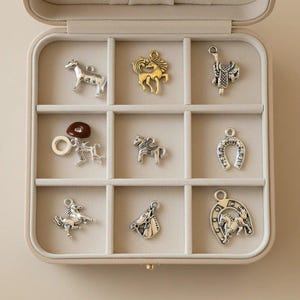 Horse Lover Charm Box - 9 pc., Silver - - LadybugfeetDesigns -