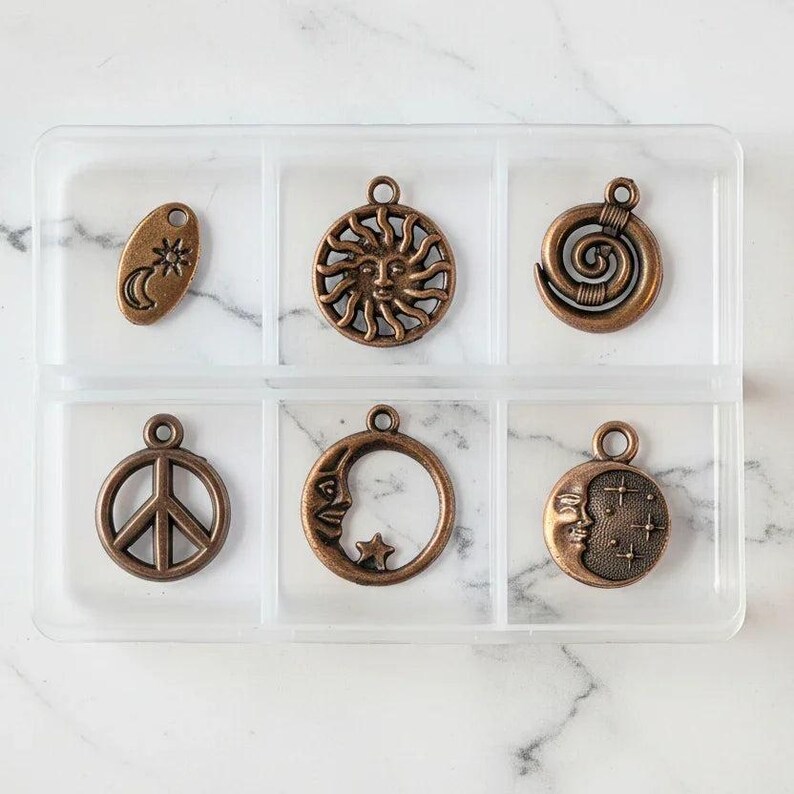 Celestial Mini Charm Box - 6 pc., Rose-Gold/Copper - - LadybugfeetDesigns -