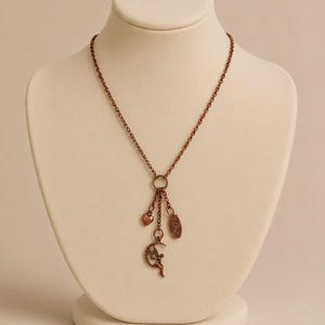 Fairy Moon Copper Charm Keeper Necklace, 18-24 inch - - LadybugfeetDesigns -