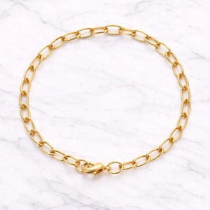 Shiny Gold-Tone Oval Link Charm Bracelet Base - D.i.y. - Build Your Charm Bracelet! - - LadybugfeetDesigns -