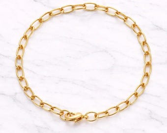 Shiny Gold-Tone Oval Link Charm Bracelet Base - D.i.y. - Build Your Charm Bracelet!
