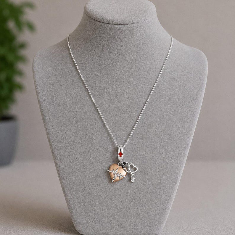 Medical Care-Giver Necklace, 20 inches - Silver - - LadybugfeetDesigns -