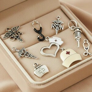 CNA/RN Nurse Charm Box - 9 pc., Silver - - LadybugfeetDesigns -