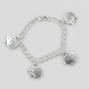 Silver Hedgehog Lover's Charm Bracelet - - LadybugfeetDesigns -