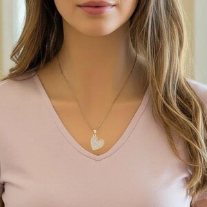 CZ Heart necklace, Gold - 20 inch - - LadybugfeetDesigns -