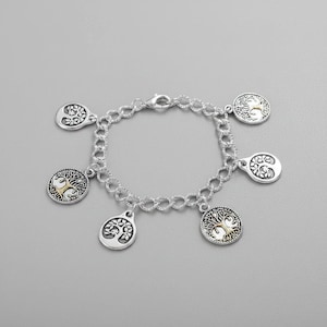 Silver Tree of Life Charm Bracelet - - LadybugfeetDesigns -