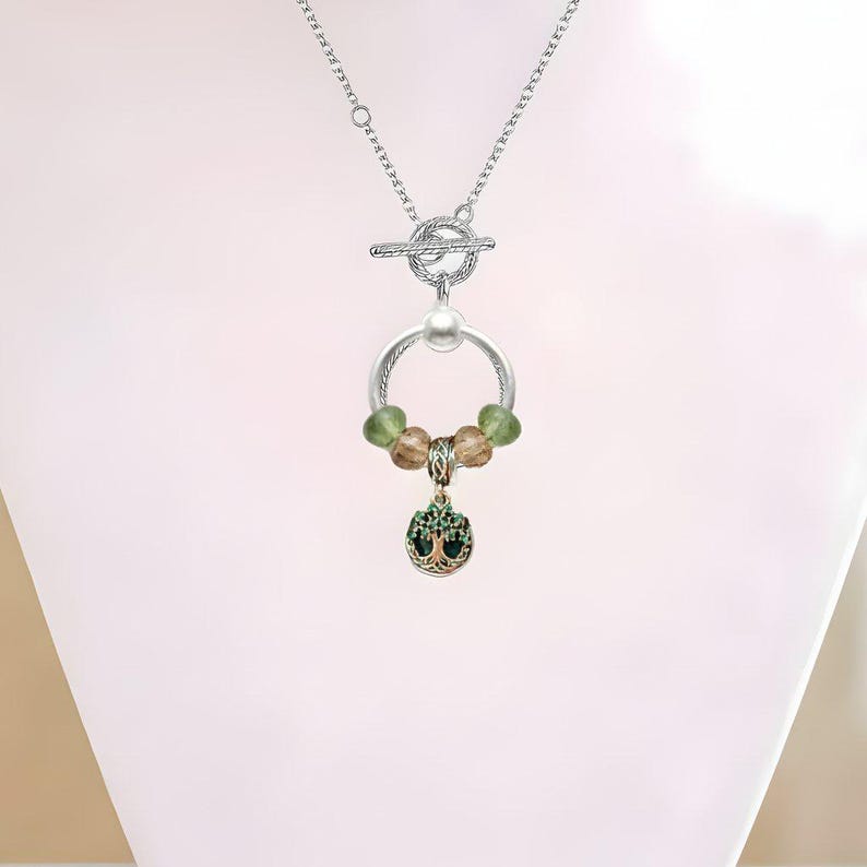 Tree of Life - Life Force Sterling Silver Toggle Charm Necklace, 20 inches - - LadybugfeetDesigns -