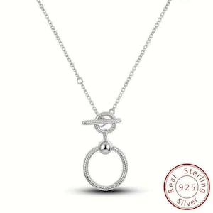 Kitty And Balloon Sterling Silver Toggle Charm Necklace, 20 inches - - LadybugfeetDesigns -
