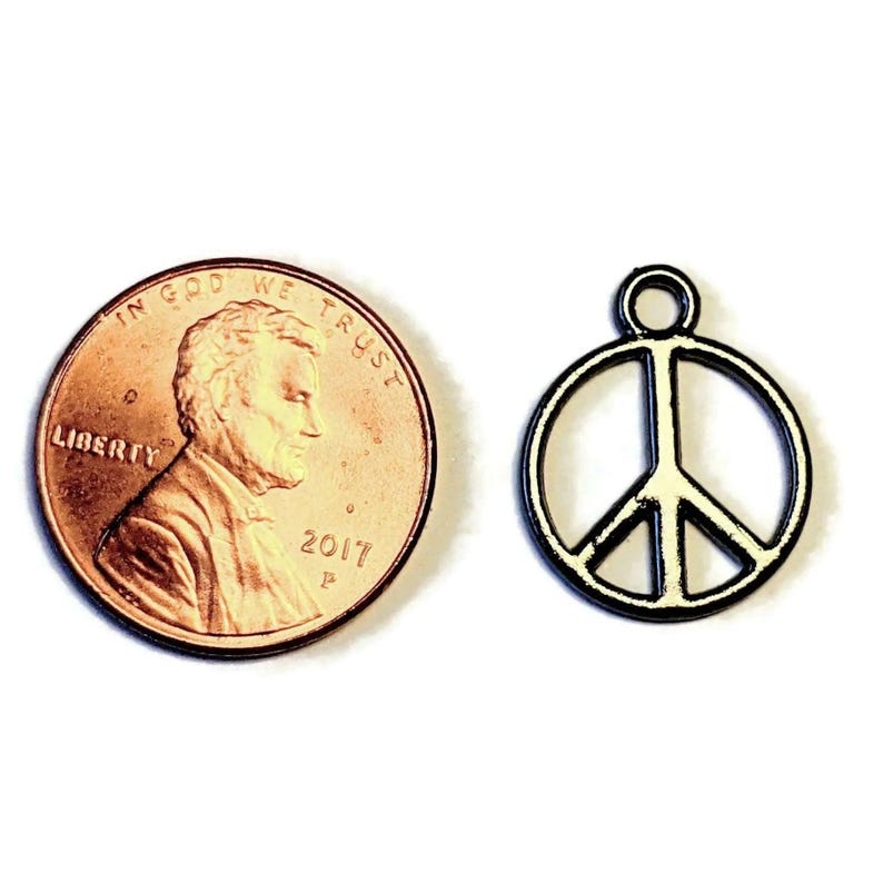 Gunmetal Peace Sign Charm - - LadybugfeetDesigns -