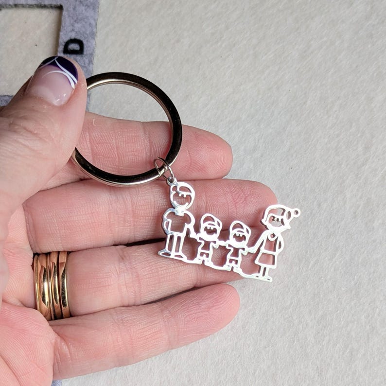 Happy Family Key Chain, Key Holder - Father's Day Gift - - LadybugfeetDesigns -