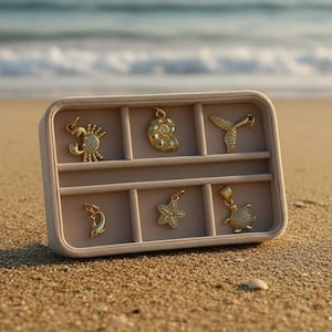 Ocean Lover CZ Mini Charm Box - 6 pc., Gold - - LadybugfeetDesigns -