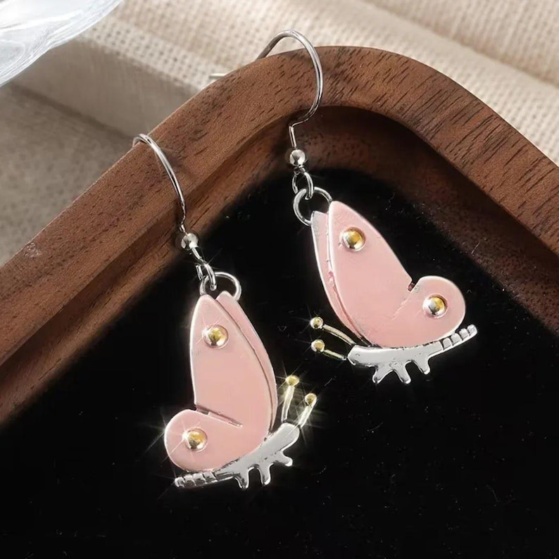 Rustic Butterfly Hook Earrings, Silver - - LadybugfeetDesigns -
