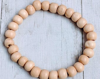 Ivory Wood Bead Stretch bracelet - Unisex