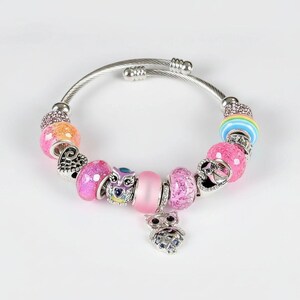 Pretty Owl Euro Cuff Wrap Bracelet, Silver - - LadybugfeetDesigns -