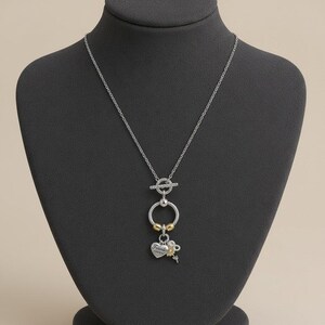 Friends Forever Sunflower Sterling Silver Toggle Charm Necklace, 20 inches - - LadybugfeetDesigns -