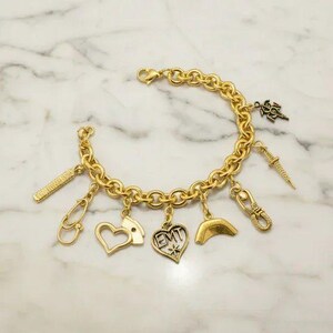 Nurse/EMT Charm Box - 9 pc., Gold - - LadybugfeetDesigns -