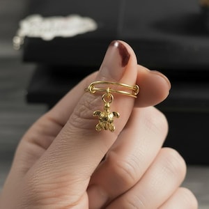 Sea Turtle Expandable Charm Ring - Gold - - LadybugfeetDesigns -
